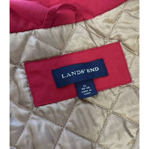 Lands End Men’s Red Coat Size XL 46-48 Quilted Lining Mid-Weight Jacket Chore - Picture 3 of 9